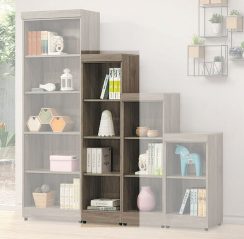 E327-5 階梯式1.3尺書櫃4格 古橡