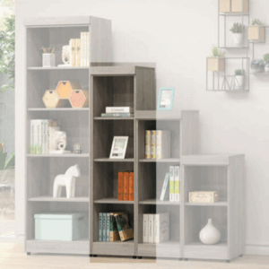 E327-6 階梯式1.3尺書櫃 4格 灰梧桐