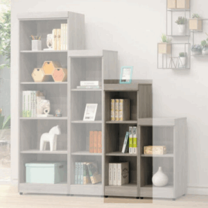 E327-10 階梯式1.3尺書櫃 3格 灰梧桐