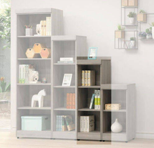 E327-10 階梯式1.3尺書櫃 3格 灰梧桐