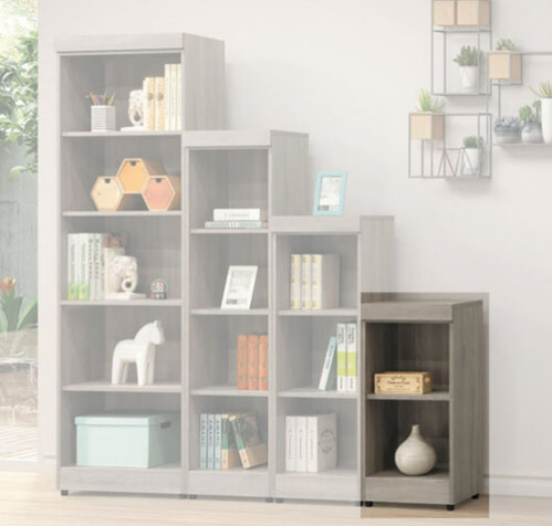 E327-14 階梯式1.3尺書櫃 2格 灰梧桐