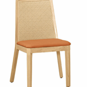 A1871-3亞肯餐椅 橙色皮 實木  坐高45公分