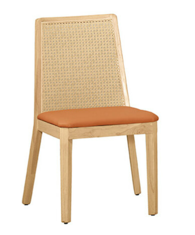 A1871-3亞肯餐椅 橙色皮 實木  坐高45公分