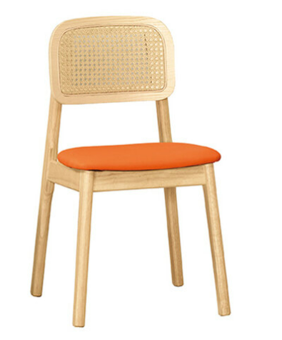 A1871-7 山姆餐椅 橙色皮 實木 坐高46公分