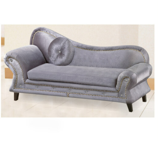 H425-1 銀灰色絨布雙手貴妃椅 右貴