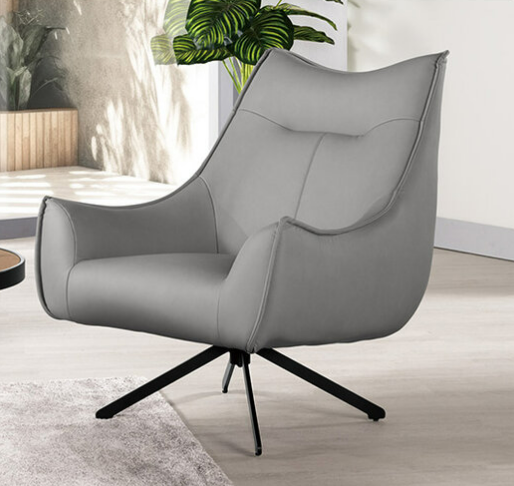 A1379-1 艾利安休閒椅 灰色皮 坐高43公分⊙可360度旋轉