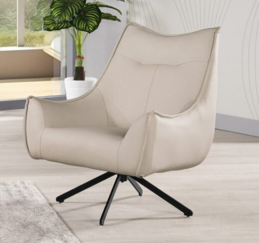 A1379-2 耶達休閒椅 米色皮 坐高43公分⊙可360度旋轉