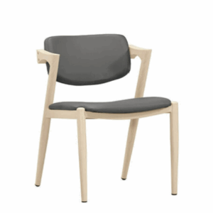 A1873-3 達倫餐椅 灰色皮 五金腳 洗白色 坐高45公分