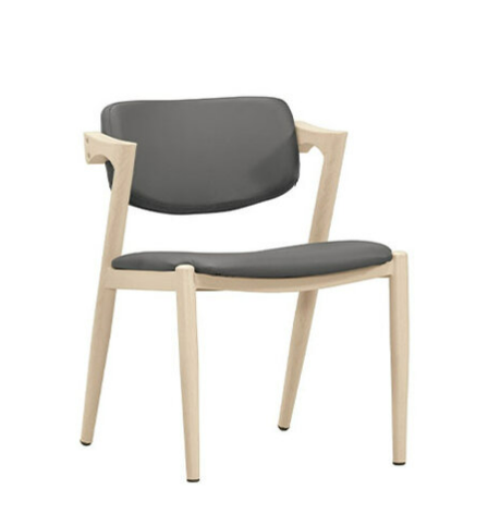 A1873-3 達倫餐椅 灰色皮 五金腳 洗白色 坐高45公分