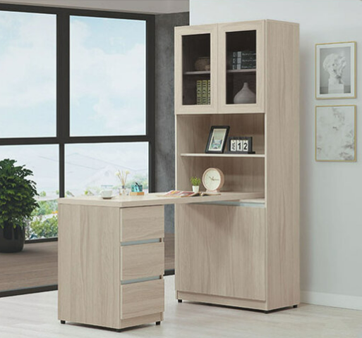 C363-5 夏禾四門書櫃+5尺書桌櫃