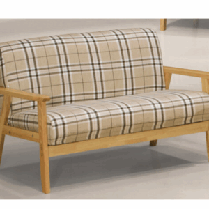 G537-3 格子布小沙發實木腳2人座