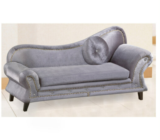 H425-2 銀灰色絨布雙手貴妃椅 左貴