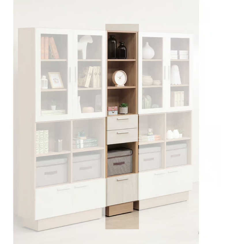 751-3喬圓1.3*7尺二抽書櫃 (附2片活動隔板.文件盒為道具無販售)