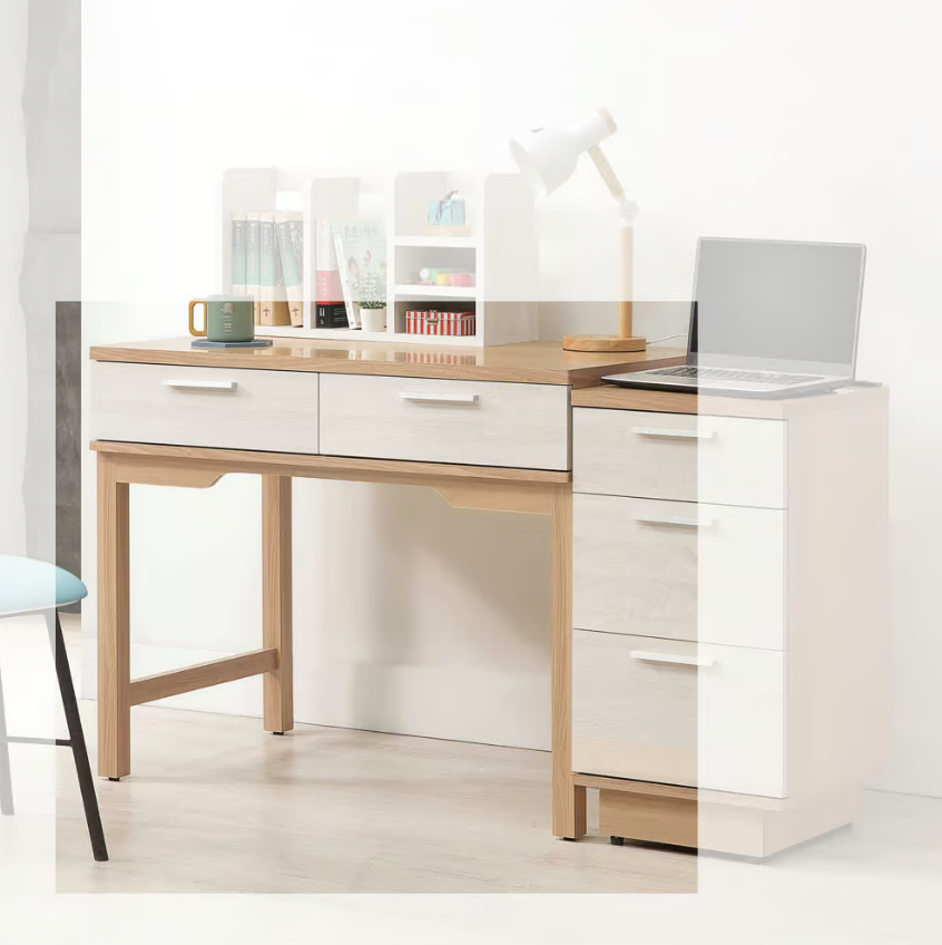 752-3喬圓3.3尺木面書桌 不含桌上架(優化美背結構，可當辦公桌使用)