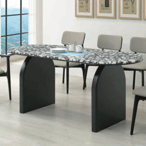 A490-01莉迪亞6尺水磨石餐桌 黑