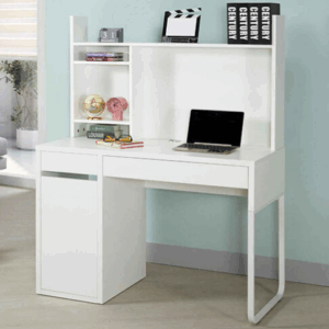 761-2炎庭3.5尺白色雙抽書桌 上+下 ⊙桌面附1個出線孔