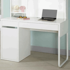 761-3炎庭3.5尺白色雙抽書桌下座 ⊙桌面附1個出線孔、 ⊙開門內無隔板