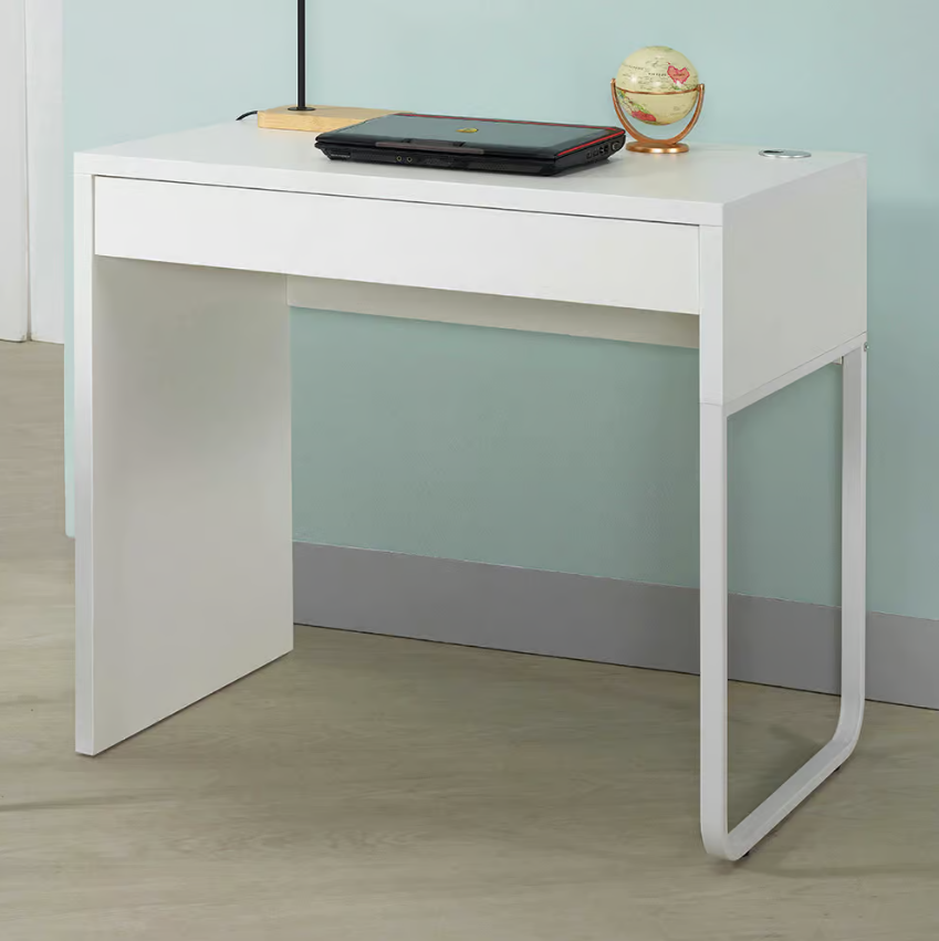 762-2炎庭2.65尺白色單抽書桌 (桌面附1個出線孔)