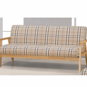 G537-4 格子布小沙發3人座 實木腳