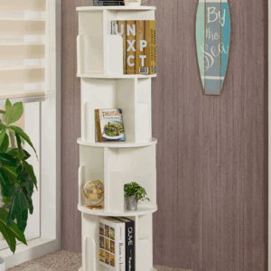 764-3日式新瀉白色四層旋轉架 E1 級人造板