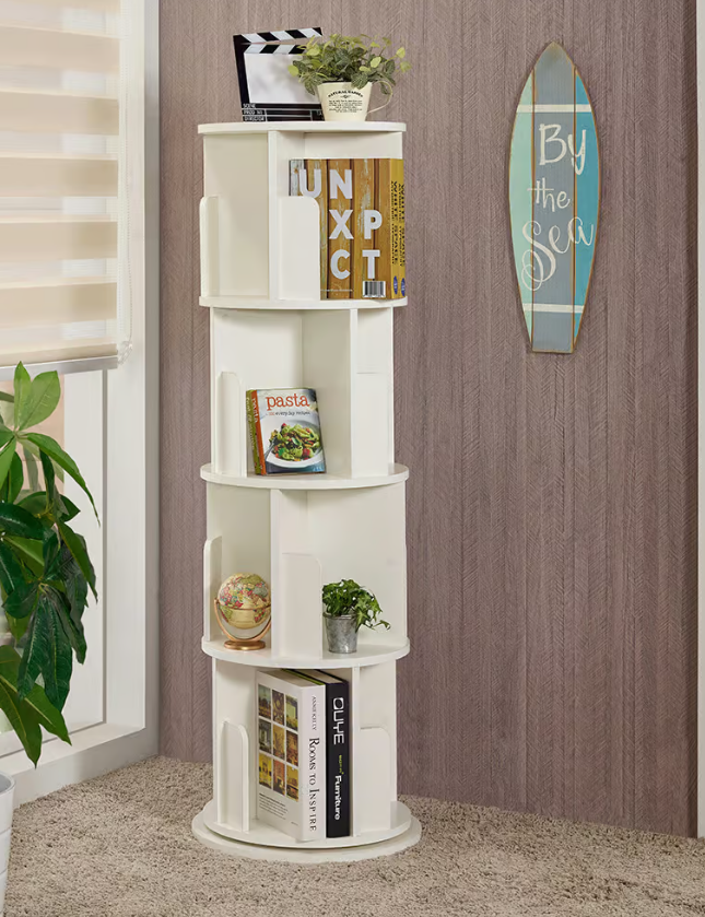 764-3日式新瀉白色四層旋轉架 E1 級人造板