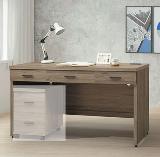 E339-4 古橡5尺三抽電腦桌 不含活動櫃