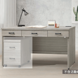 E339-7 灰梧桐5尺三抽電腦桌 ⊙不含活動櫃