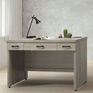 E339-9 灰梧桐4尺三抽電腦桌