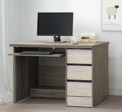 E341-1 雪松灰4尺鋁抽電腦桌