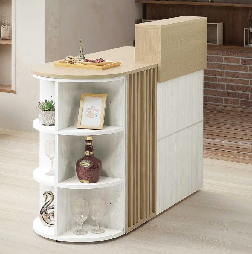 808-3 洛蒂4尺收納多功能桌 (桌面可左右互換.附1個安全鎖) (含桌上架&圓邊收納架) (附1片活動隔板)