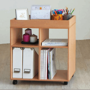 C381-11 都會開放式收納活動推車 原木色 自行組裝