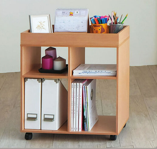 C381-11 都會開放式收納活動推車 原木色 自行組裝