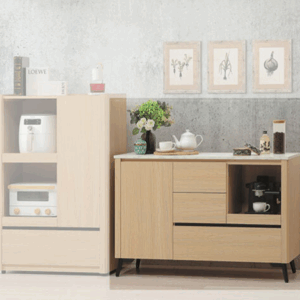 C386-6 萊德4尺餐櫃 仿石 含鐵腳