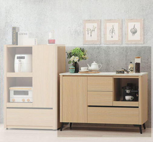 C386-6 萊德4尺餐櫃 仿石 含鐵腳