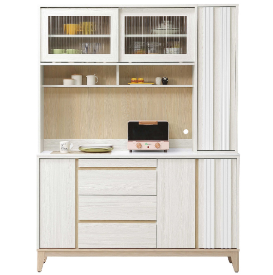 842-8洛蒂5尺岩板餐櫃 上+下 ◆上座附活動隔板大x2、小x2、電線孔x1  ◆下座附活動隔板大x1、小x1