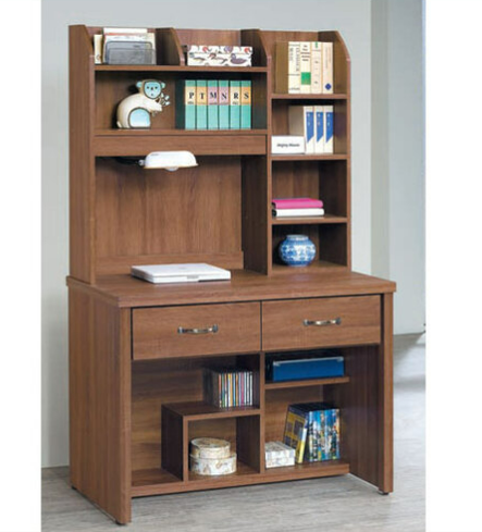 E342-3 柚木3.2尺二抽書桌 全組