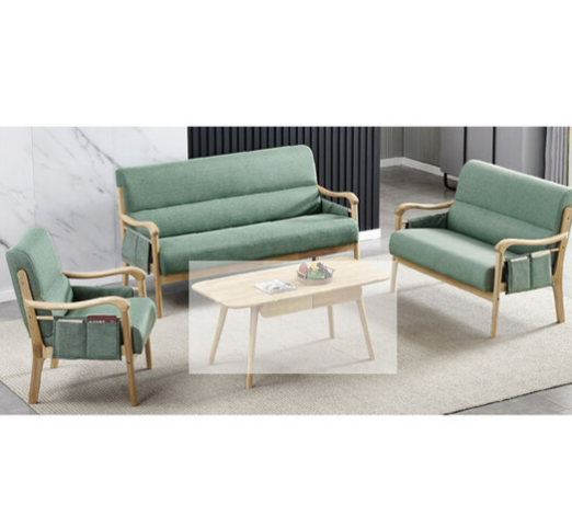 G538-1 MH-19芥末綠小沙發 實木腳 全組