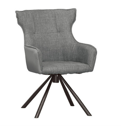 A1875-3 艾薩克餐椅 灰色布 五金腳 坐高44.5公分 ⊙可360度旋轉
