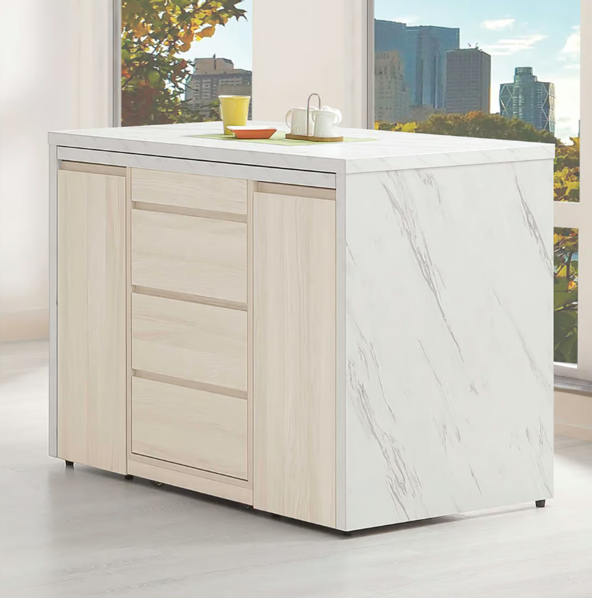 828-2 潔妮詩4尺中島櫃 (左右門片內各附1片活動隔板) (附萬用輪煞車x2固定x2，移動更輕鬆)