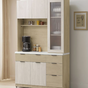 838-4庫克4尺餐櫃 上+下 (附2大2小活動隔板) (上座有1個電線孔)