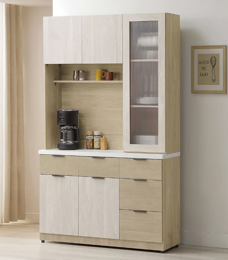 838-4庫克4尺餐櫃 上+下 (附2大2小活動隔板) (上座有1個電線孔)