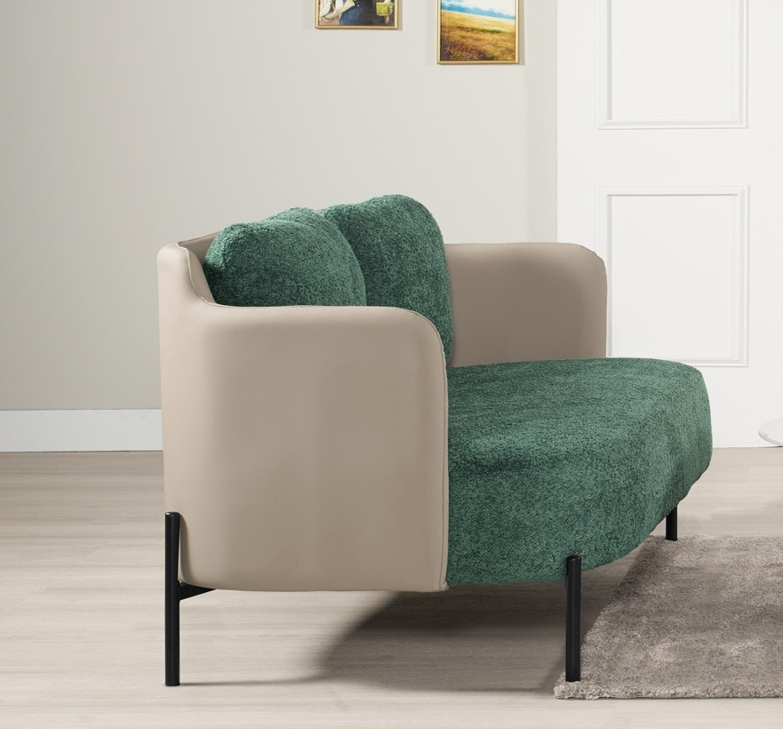 1351-4 諾爾雙人椅 綠色布 坐高44cm