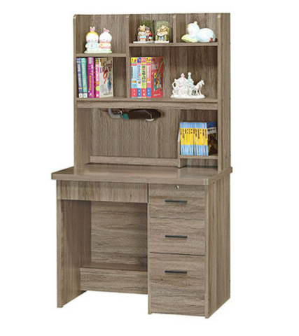 E345-3 灰橡色3尺書桌 全組 木心板