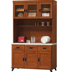 E350-5 樟木色4尺石面餐櫃 全組