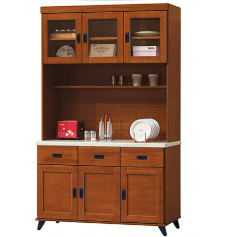 E350-5 樟木色4尺石面餐櫃 全組