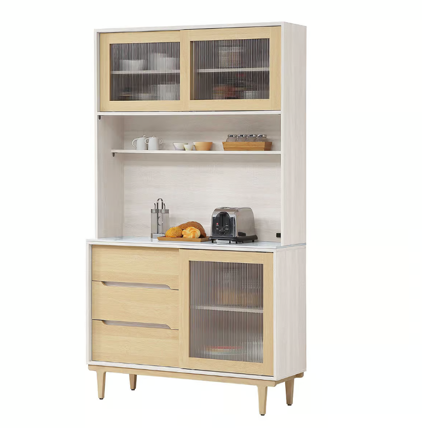 848-4帕特4尺岩板餐櫃 上+下 (上座附1個插座) (附3片活動隔板)