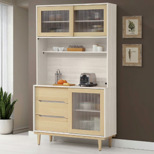 849-2帕特4尺木面餐櫃上+下(上座附1個插座) (附3片活動隔板)