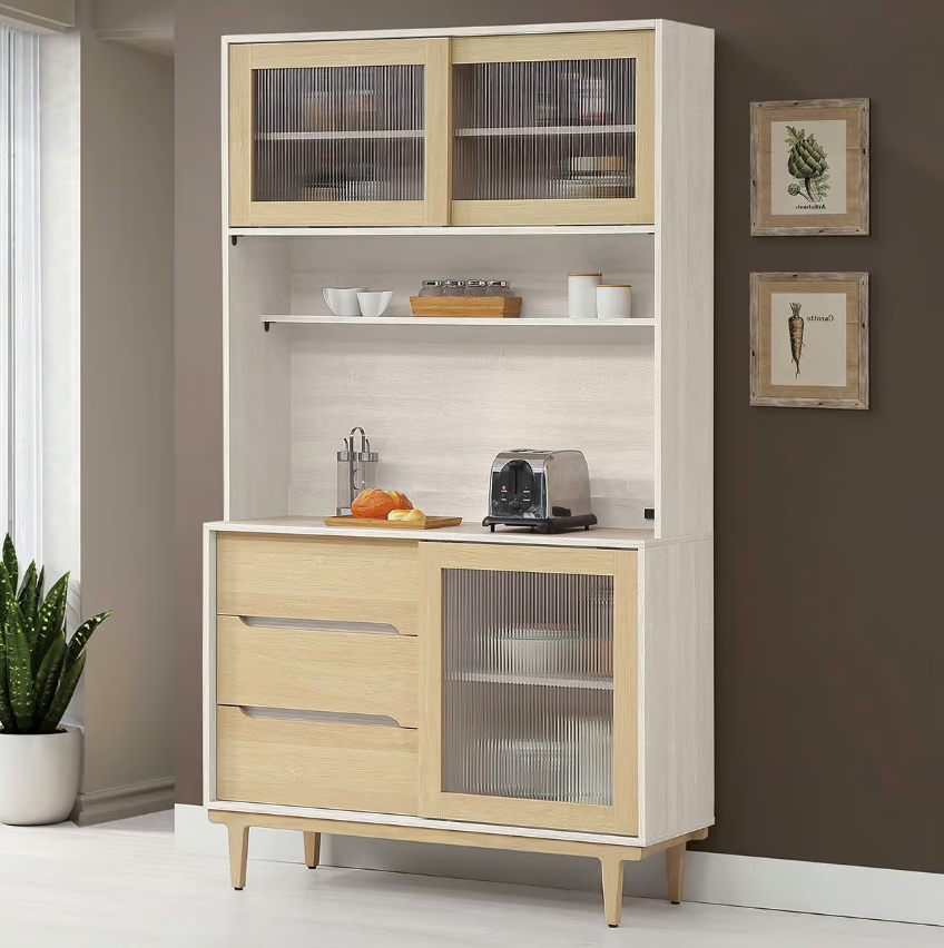 849-2帕特4尺木面餐櫃上+下(上座附1個插座) (附3片活動隔板)