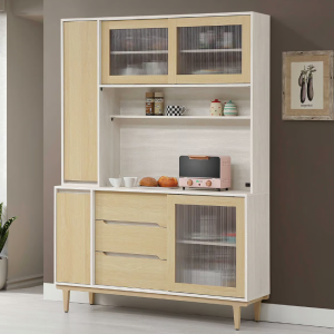 849-3帕特5尺木面餐櫃 上+下 (上座附1個插座) (附3小3大活動隔板)