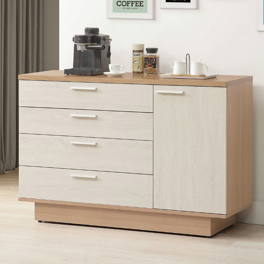 859-4喬圓4尺木面收納櫃 (附2片活動隔板)